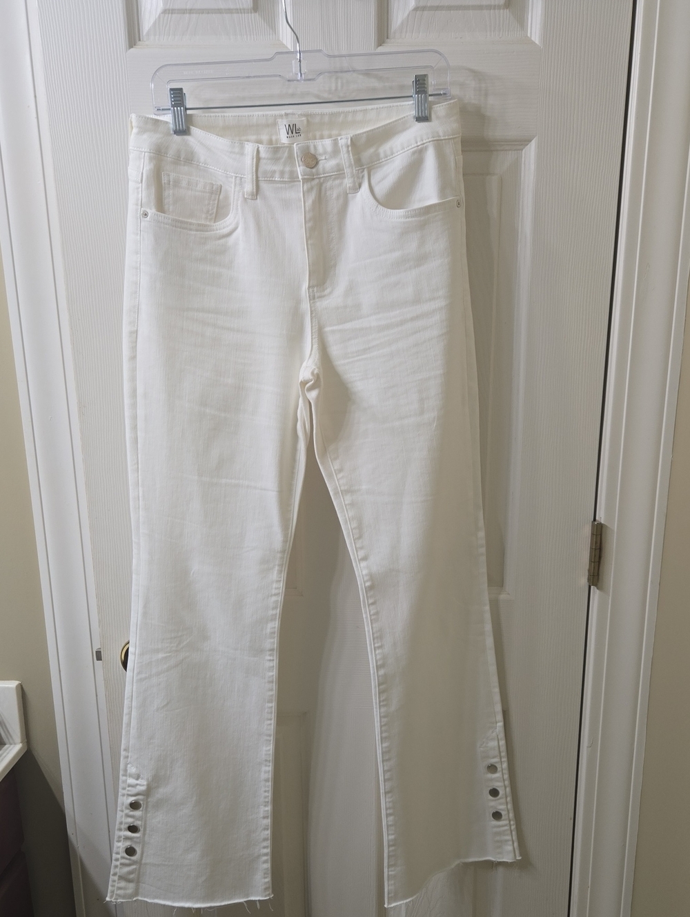 Wit & Wisdom White High-Rise Wide-Leg Jeans with Button Hem